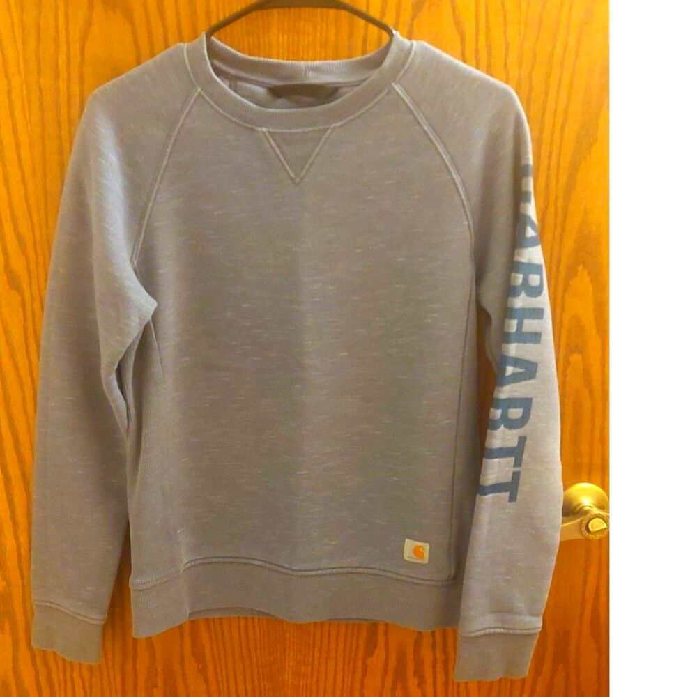 Carhartt Women’s XS Relaxed Fit Clarksburg Sweatshirt Moonstone Purple Blue Gray